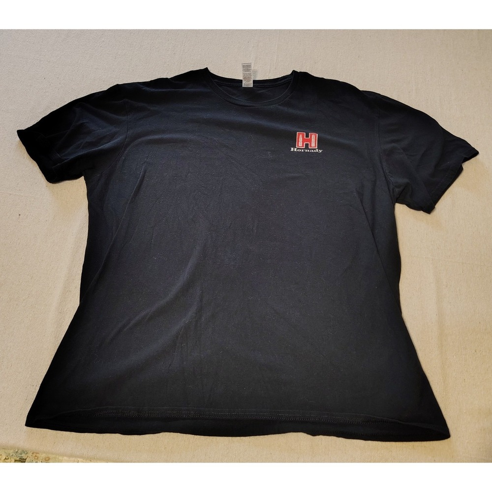 Hornady Ammunition Mens XL Black T-Shirt Id Hit That Target Logo Cotton 24